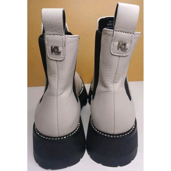 Karl Lagerfeld Sz 10 Paris Mayde Chunky Chelsea Boots Lug Sole With Rhinestones - Picture 8 of 16